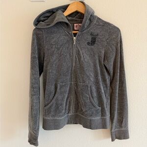Juicy Couture Gray Zip-Up Velour Jacket Casual Relaxed Fit